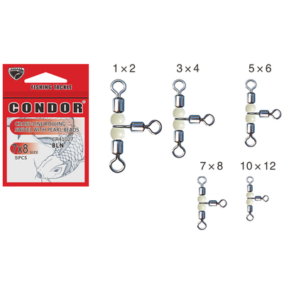 Cross-Line Rolling Swivel With Pearl Beads